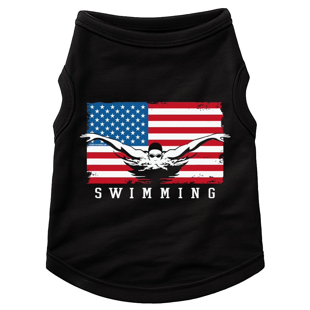 USA Swimming US Flag With Swimmer Swim Team Doggie Tank