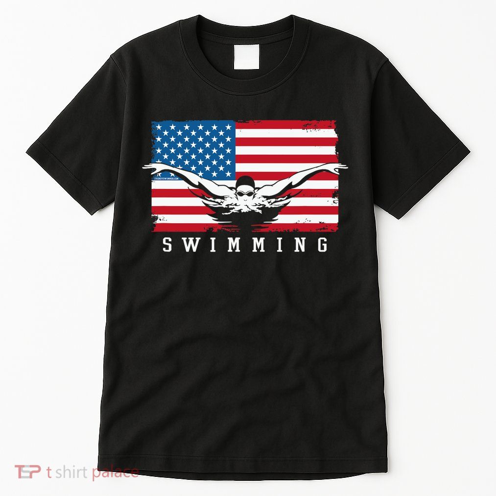 USA Swimming US Flag With Swimmer Swim Team Tall T-Shirt