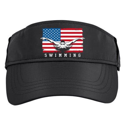 USA Swimming US Flag With Swimmer Swim Team Adult Drive Performance Visor