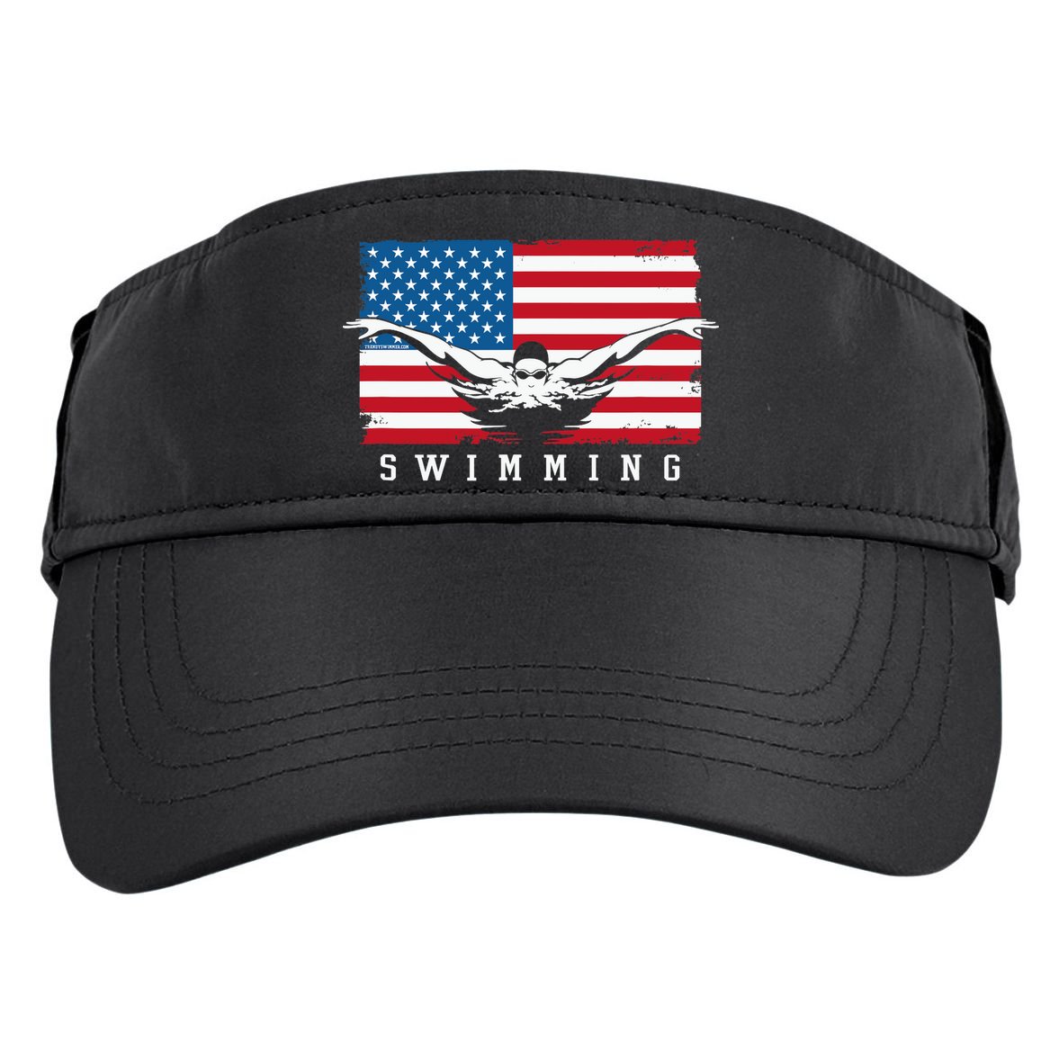 USA Swimming US Flag With Swimmer Swim Team Adult Drive Performance Visor