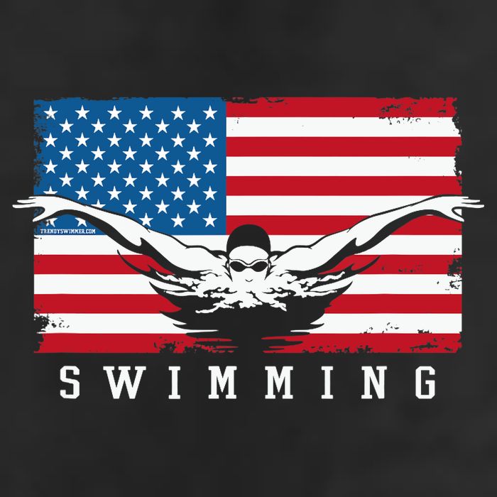 USA Swimming US Flag With Swimmer Swim Team Adult Drive Performance Visor