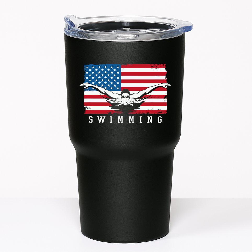 USA Swimming US Flag With Swimmer Swim Team Tumbler