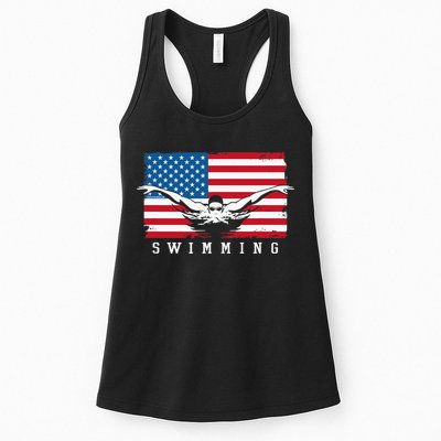 USA Swimming US Flag With Swimmer Swim Team Womens Tank Top