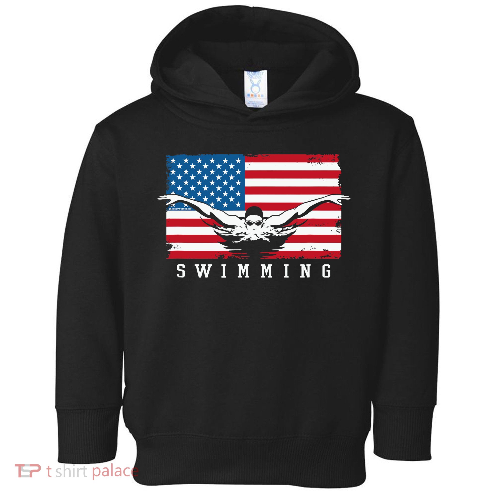 USA Swimming US Flag With Swimmer Swim Team Toddler Hoodie