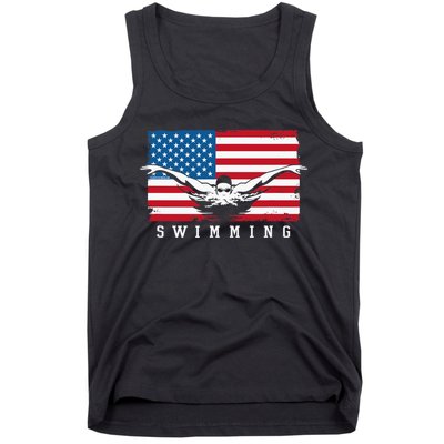USA Swimming US Flag With Swimmer Swim Team Tank Top
