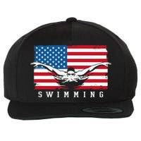 USA Swimming US Flag With Swimmer Swim Team Wool Snapback Cap