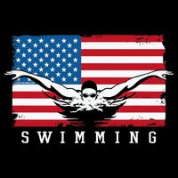USA Swimming US Flag With Swimmer Swim Team Wool Snapback Cap