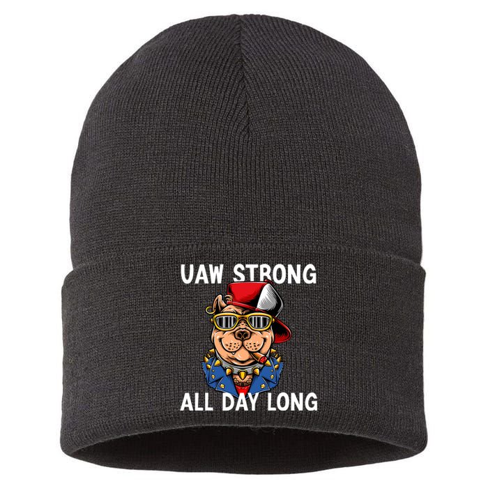 UAW Strong UAW Laborer Worker UAW Proud Union Pride Sustainable Knit Beanie