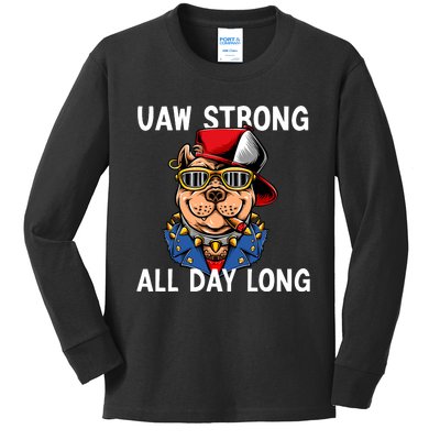 UAW Strong UAW Laborer Worker UAW Proud Union Pride Kids Long Sleeve Shirt