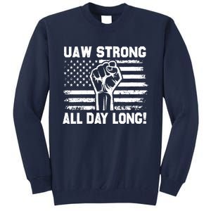 UAW Strike USA Flag Red United Auto Workers Picket Sign Tall Sweatshirt