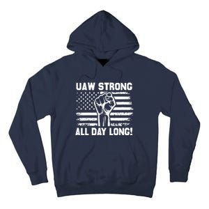 UAW Strike USA Flag Red United Auto Workers Picket Sign Tall Hoodie