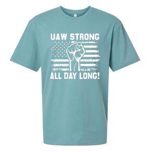 UAW Strike USA Flag Red United Auto Workers Picket Sign Sueded Cloud Jersey T-Shirt