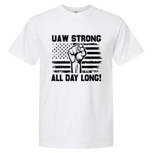 UAW Strike USA Flag Red United Auto Workers Picket Sign Garment-Dyed Heavyweight T-Shirt