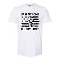 UAW Strike USA Flag Red United Auto Workers Picket Sign Softstyle CVC T-Shirt