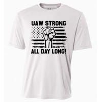 UAW Strike USA Flag Red United Auto Workers Picket Sign Cooling Performance Crew T-Shirt