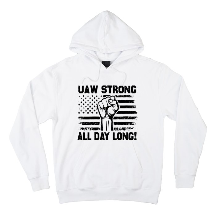 UAW Strike USA Flag Red United Auto Workers Picket Sign Hoodie