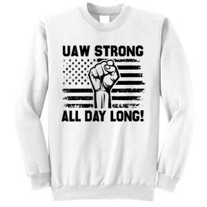 UAW Strike USA Flag Red United Auto Workers Picket Sign Sweatshirt