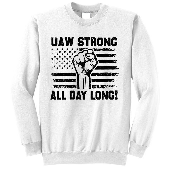 UAW Strike USA Flag Red United Auto Workers Picket Sign Sweatshirt