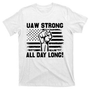 UAW Strike USA Flag Red United Auto Workers Picket Sign T-Shirt