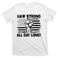 UAW Strike USA Flag Red United Auto Workers Picket Sign T-Shirt