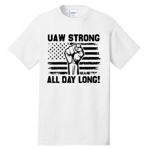 UAW Strike USA Flag Red United Auto Workers Picket Sign Tall T-Shirt