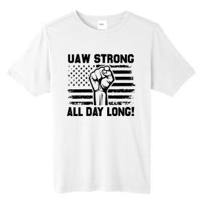 UAW Strike USA Flag Red United Auto Workers Picket Sign Tall Fusion ChromaSoft Performance T-Shirt