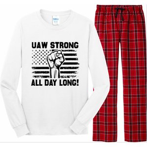 UAW Strike USA Flag Red United Auto Workers Picket Sign Long Sleeve Pajama Set