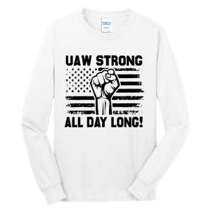 UAW Strike USA Flag Red United Auto Workers Picket Sign Tall Long Sleeve T-Shirt