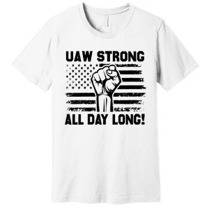 UAW Strike USA Flag Red United Auto Workers Picket Sign Premium T-Shirt