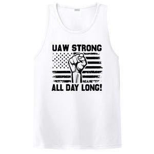 UAW Strike USA Flag Red United Auto Workers Picket Sign PosiCharge Competitor Tank