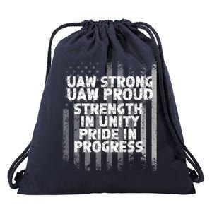 UAW Strong UAW Proud Union Pride UAW Laborer Worker Flag Design Drawstring Bag