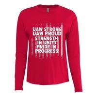 UAW Strong UAW Proud Union Pride UAW Laborer Worker Flag Design Womens Cotton Relaxed Long Sleeve T-Shirt