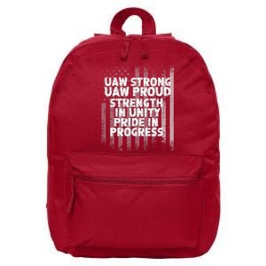 UAW Strong UAW Proud Union Pride UAW Laborer Worker Flag Design 16 in Basic Backpack