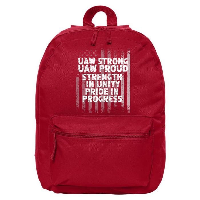 UAW Strong UAW Proud Union Pride UAW Laborer Worker Flag Design 16 in Basic Backpack