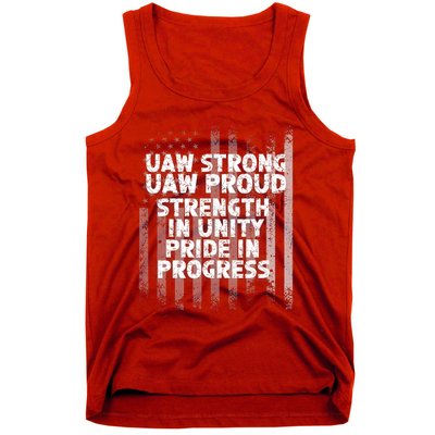 UAW Strong UAW Proud Union Pride UAW Laborer Worker Flag Design Tank Top