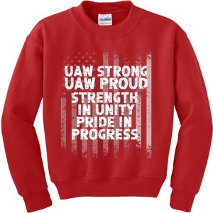 UAW Strong UAW Proud Union Pride UAW Laborer Worker Flag Design Kids Sweatshirt