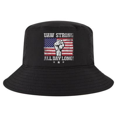 UAW Strike USA Flag Red United Auto Workers Picket Sign America Flag Cool Comfort Performance Bucket Hat