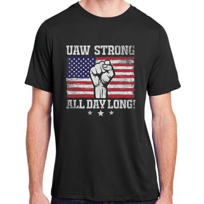 UAW Strike USA Flag Red United Auto Workers Picket Sign America Flag Adult ChromaSoft Performance T-Shirt