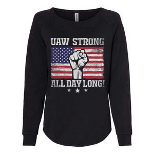 UAW Strike USA Flag Red United Auto Workers Picket Sign America Flag Womens California Wash Sweatshirt