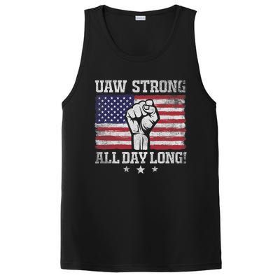 UAW Strike USA Flag Red United Auto Workers Picket Sign America Flag PosiCharge Competitor Tank