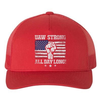 UAW Strike USA Flag Red United Auto Workers Picket Sign America Flag Yupoong Adult 5-Panel Trucker Hat