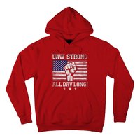 UAW Strike USA Flag Red United Auto Workers Picket Sign America Flag Hoodie