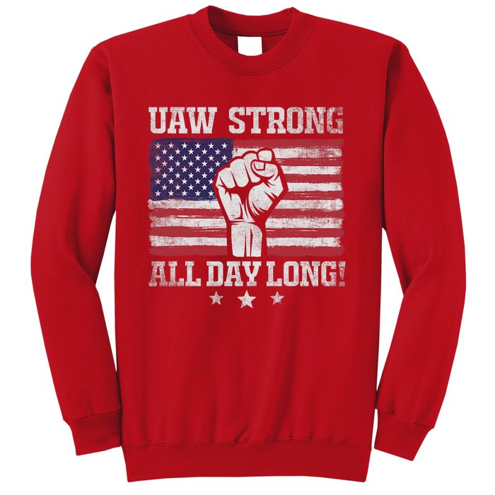 UAW Strike USA Flag Red United Auto Workers Picket Sign America Flag Sweatshirt