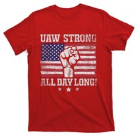 UAW Strike USA Flag Red United Auto Workers Picket Sign America Flag T-Shirt