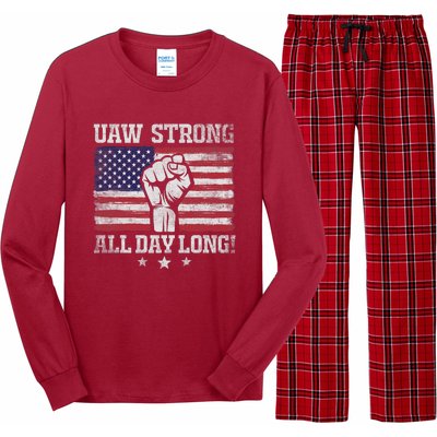 UAW Strike USA Flag Red United Auto Workers Picket Sign America Flag Long Sleeve Pajama Set