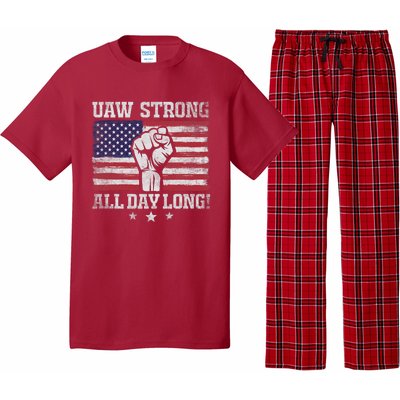 UAW Strike USA Flag Red United Auto Workers Picket Sign America Flag Pajama Set