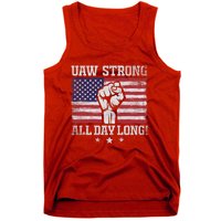 UAW Strike USA Flag Red United Auto Workers Picket Sign America Flag Tank Top