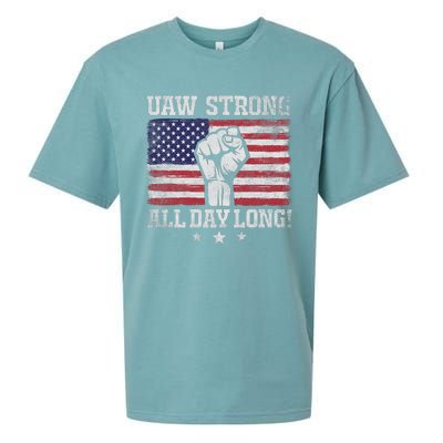 UAW Strike USA Flag Red United Auto Workers Picket Sign America Flag Sueded Cloud Jersey T-Shirt