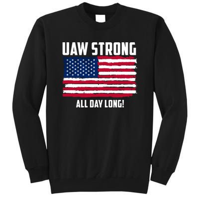 UAW Strike USA Flag Red United Auto Workers Picket Sign Tall Sweatshirt