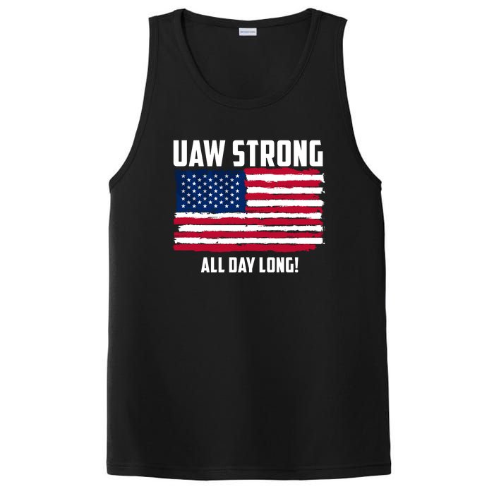 UAW Strike USA Flag Red United Auto Workers Picket Sign PosiCharge Competitor Tank